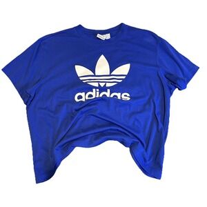 Adidas Originals Women's Trefoil Boxy Tee Size L Semi Lucid Blue Short Sleeve